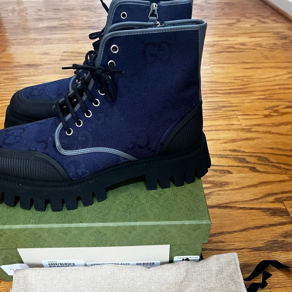 Gucci Maxi GG Lace Up Men Boots SIZE 9 - Picture 5 of 9